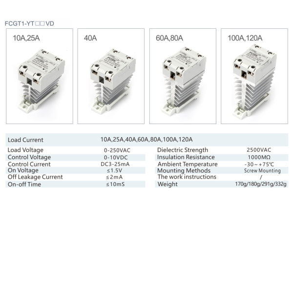 Фото - SSR регулятор потужності 1 фаза FCGT1-YT100VD,100A,DC-AC,0-10VDC