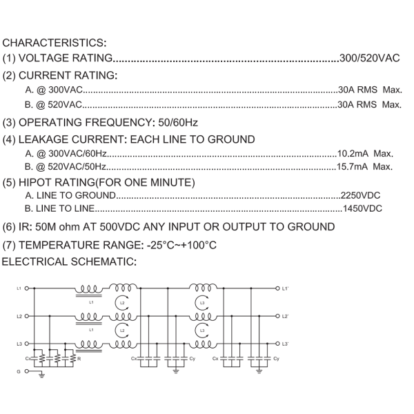 Фото - Фільтр ВЧ EMI 250/440VAC YX84G3-30A-T