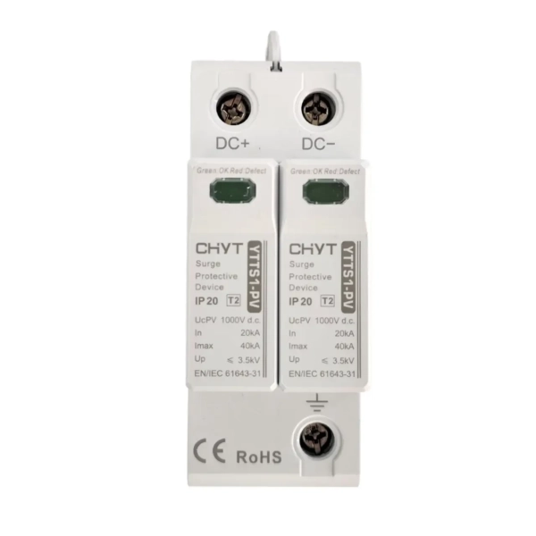 Фото - Обмежувач перенапруги SPD DC 1000V 20~40KA 2полюси CHYT YTTS1-PV