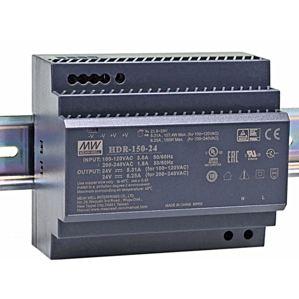 Фото - Блок живлення Mean Well HDR-150-24 оригінал (24VDC, 150W)