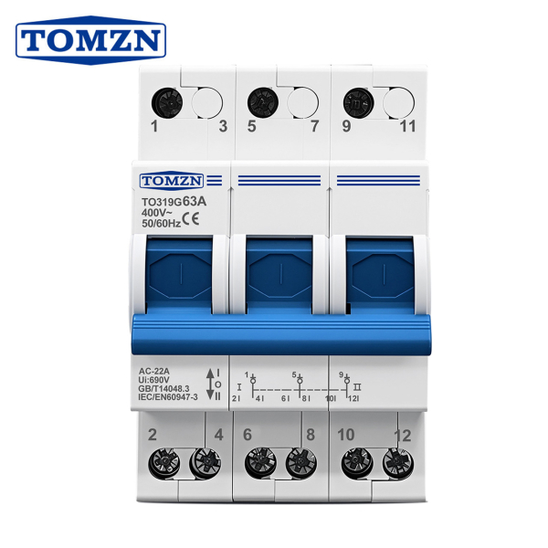Фото - Ручний перемикач джерела живлення TO319G, 3полюси BLUE, 63A, TOMZN