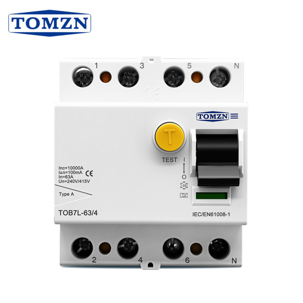 Фото - Диференційний вимикач AC230V/63A, F Type, 30mA, 4 полюси RCCB, TOB7L-63, TOMZN