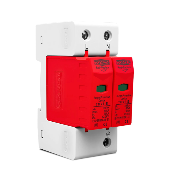 Фото - Обмежувач перенапруги SPD AC 275V 30-60KA, 2полюси, TOMZN, TOV1-B