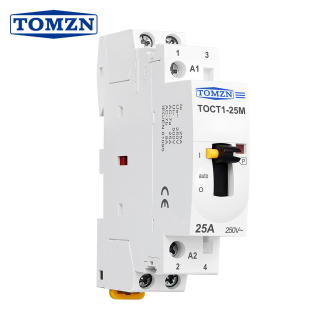 Фото - Контактор модульний 220VAC/25A, TOCT1-25M, 2полюси, 2NO, з ручним режимом, DIN рейка, TOMZN