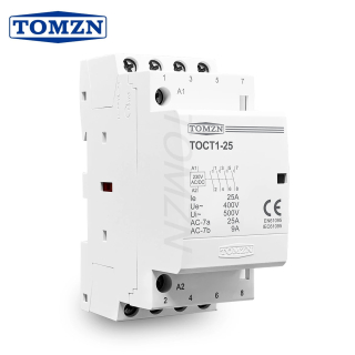 Фото - Контактор модульний 220V AC/DC/25A, TOCT1-25, 4полюси, 4NO, DIN рейка, TOMZN