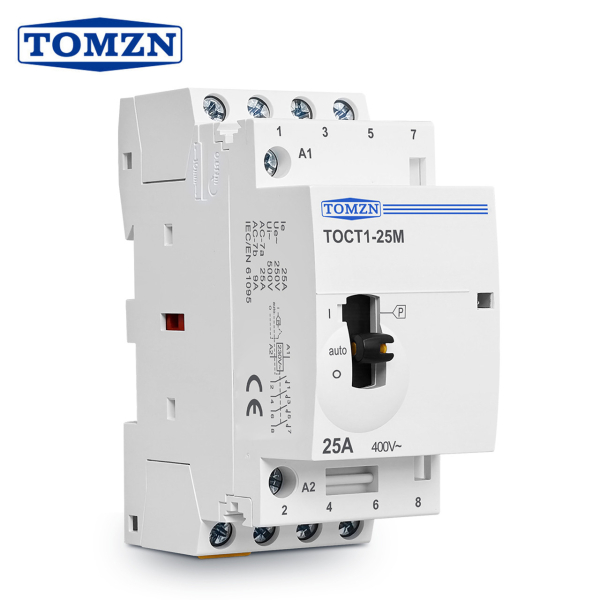 Фото - Контактор модульний 220VAC/25A, TOCT1-25M, 4полюси, 4NO, з ручним режимом, DIN рейка, TOMZN