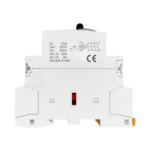 Фото - Контактор модульний 220VAC/25A, TOCT1-25M, 4полюси, 4NO, з ручним режимом, DIN рейка, TOMZN