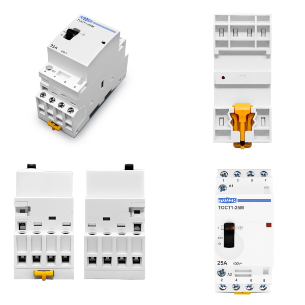 Фото - Контактор модульний 220VAC/25A, TOCT1-25M, 4полюси, 4NO, з ручним режимом, DIN рейка, TOMZN