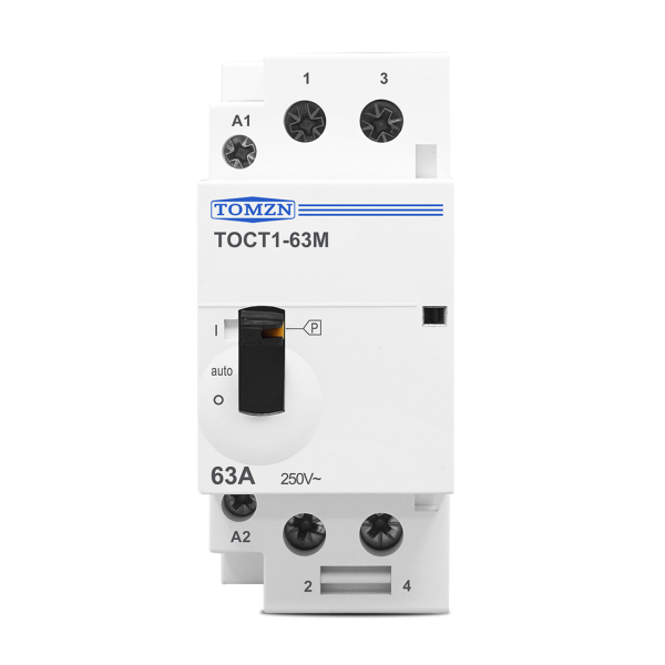 Фото - Контактор модульний 220VAC/63A, TOCT1-63M, 2полюси, 2NC, з ручним режимом, DIN рейка, TOMZN