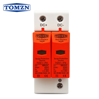 Фото - Обмежувач перенапруги SPD DC 600V 20-40KA 2полюси TOMZN TOV1-PV
