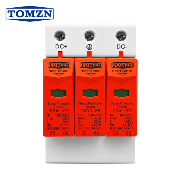 Фото - Обмежувач перенапруги SPD DC 1000V 20-40KA 3полюси TOMZN TOV1-PV