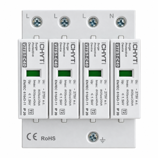 Фото - Ограничитель перенапряжения SPD AC 275V 20~40KA 4полюса